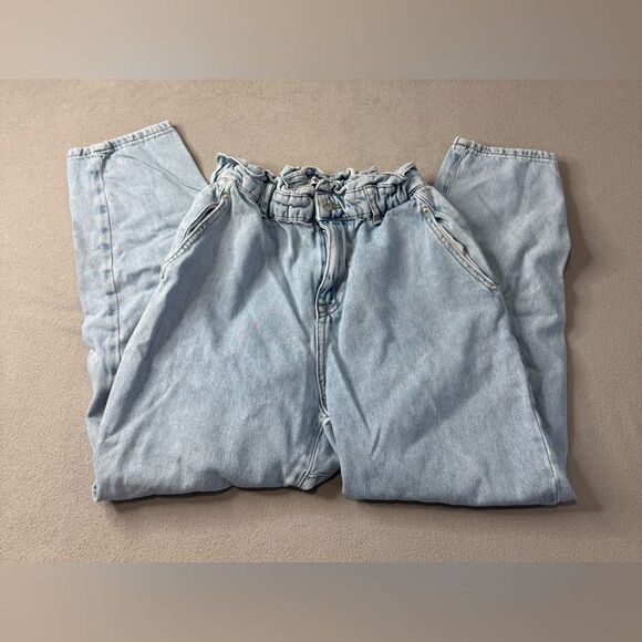 Zara Denim - Zara Size 4 Baggy Paperbag Light Wash Jeans Denim Essential Grunge Casual Street